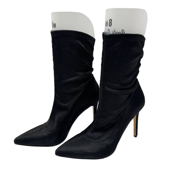 JEWEL Badgley Mischka | Ronnie Black Shimmer Fabric Slouchy Evening Dress Boots - Picture 7 of 11